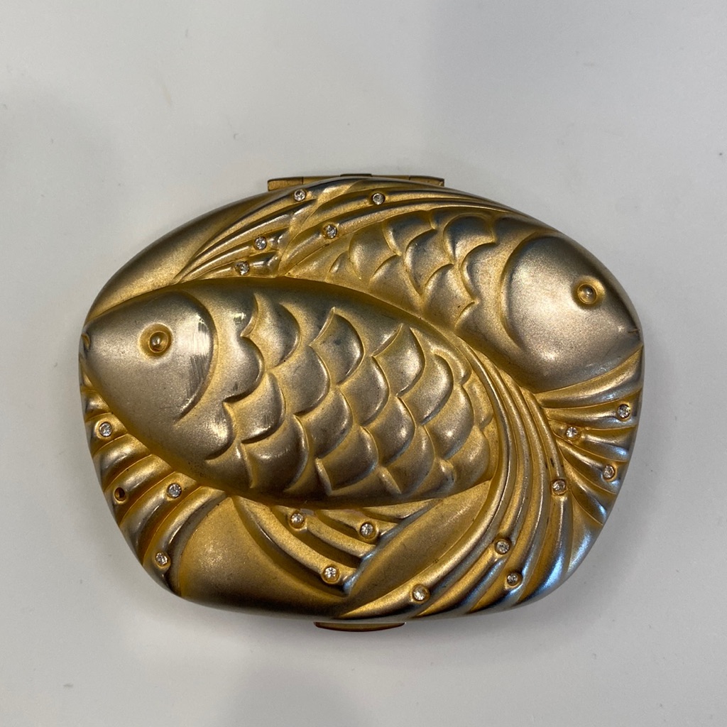 Rare Golden Pisces Vintage Este Lauder Limited Edition Mirrored Compact - Vgvc